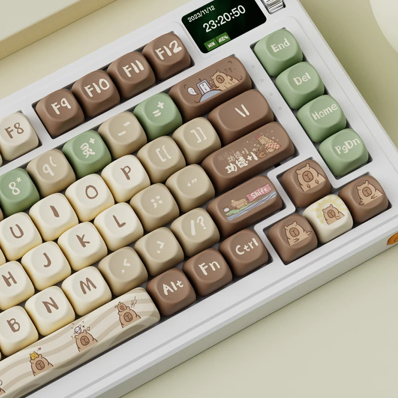 Imagem -02 - Echome-cute Capybara Tema Keycap Grupo Pbt Dye-sublimation Cap Teclado Personalizado Anime Perfil Oqo Teclado Mecânico