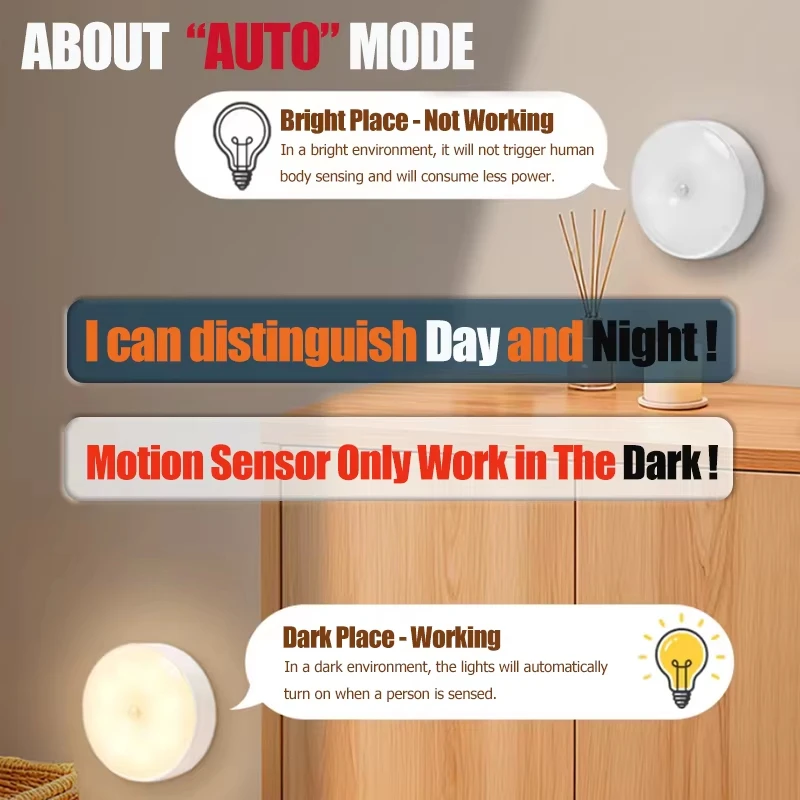 Type-c Rechargeable Motion Sensor LED Night Light for Kitchen Bedroom Stairs Hallway Cabinet Closet - Energy Efficient - view 4