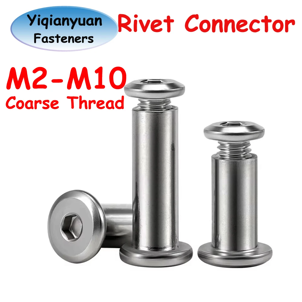 Yiqianyuan M2 M3 M4 M5 M6 M8 M10 304 Stainless Steel Flat Hex Socket Furniture Rivet Connector Insert Joint Sleeve Cap Nut