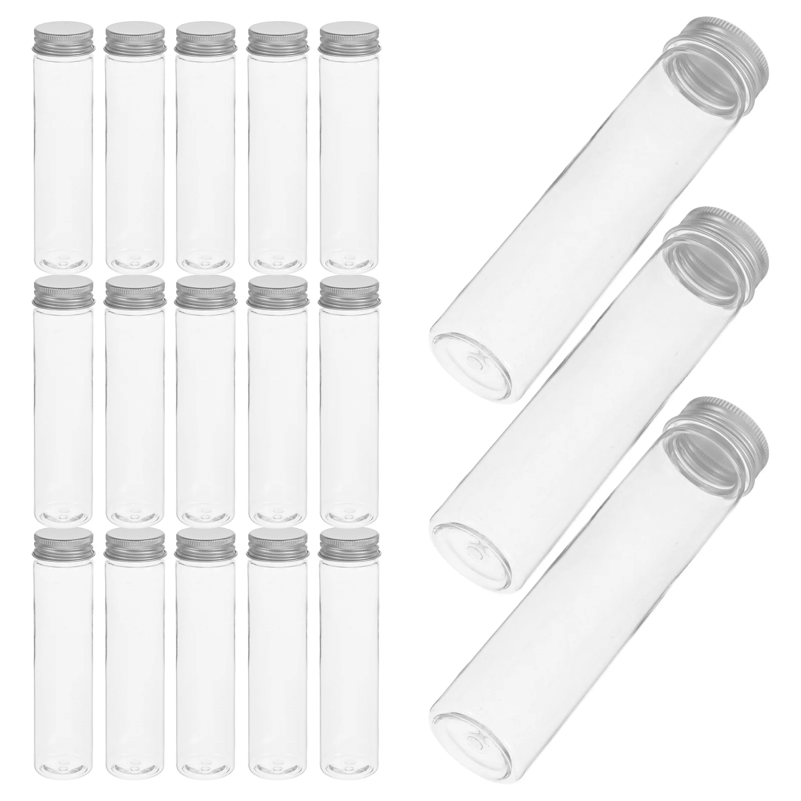 

20 Pcs Laboratory Plastic Test Tube Vials Disposable Clear Transparent The Pet Container Travel