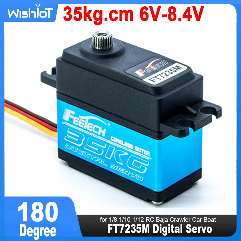 Servo Digital FT7235M, 35KG, sin núcleo, engranaje de acero de alto par, resistente al agua, 6-8,4 V, 180 grados, para coches teledirigidos 1/8 1/10, Robot, brazo, avión