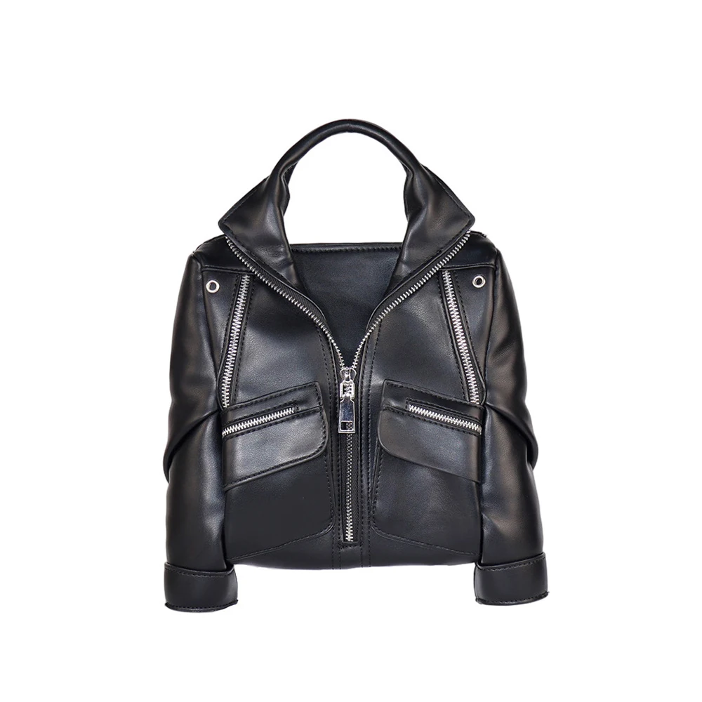 PU Leather Jacket Shaped Handbag Harajuku Biker Jacket Shoulder Bag Funny Purses for Women Creative Women's Bags NEW Box Bag