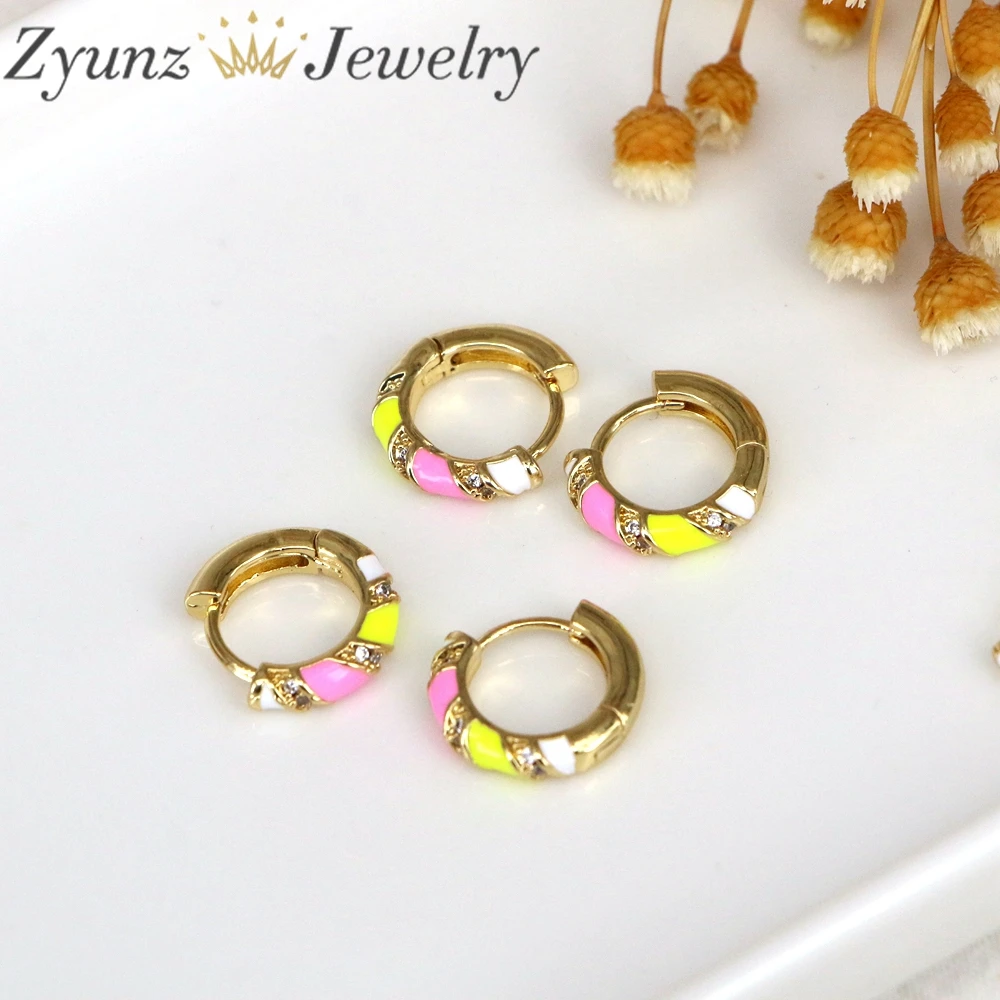 5 Pairs, Colorful Round Shaped Geometric Hoop Earrings for Women Colorful Enamel Chunky Circle Hoops Party Wedding Jewelry Gift