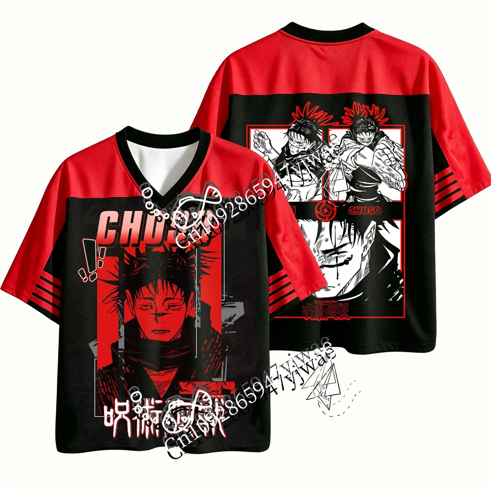 Jujutsu Kaisen Toji Gojo Sukuna Choso 3d Printed Jersey V-Neck Fashionable Streetwear Anime Fans Tee Summer Men Women T-shirts