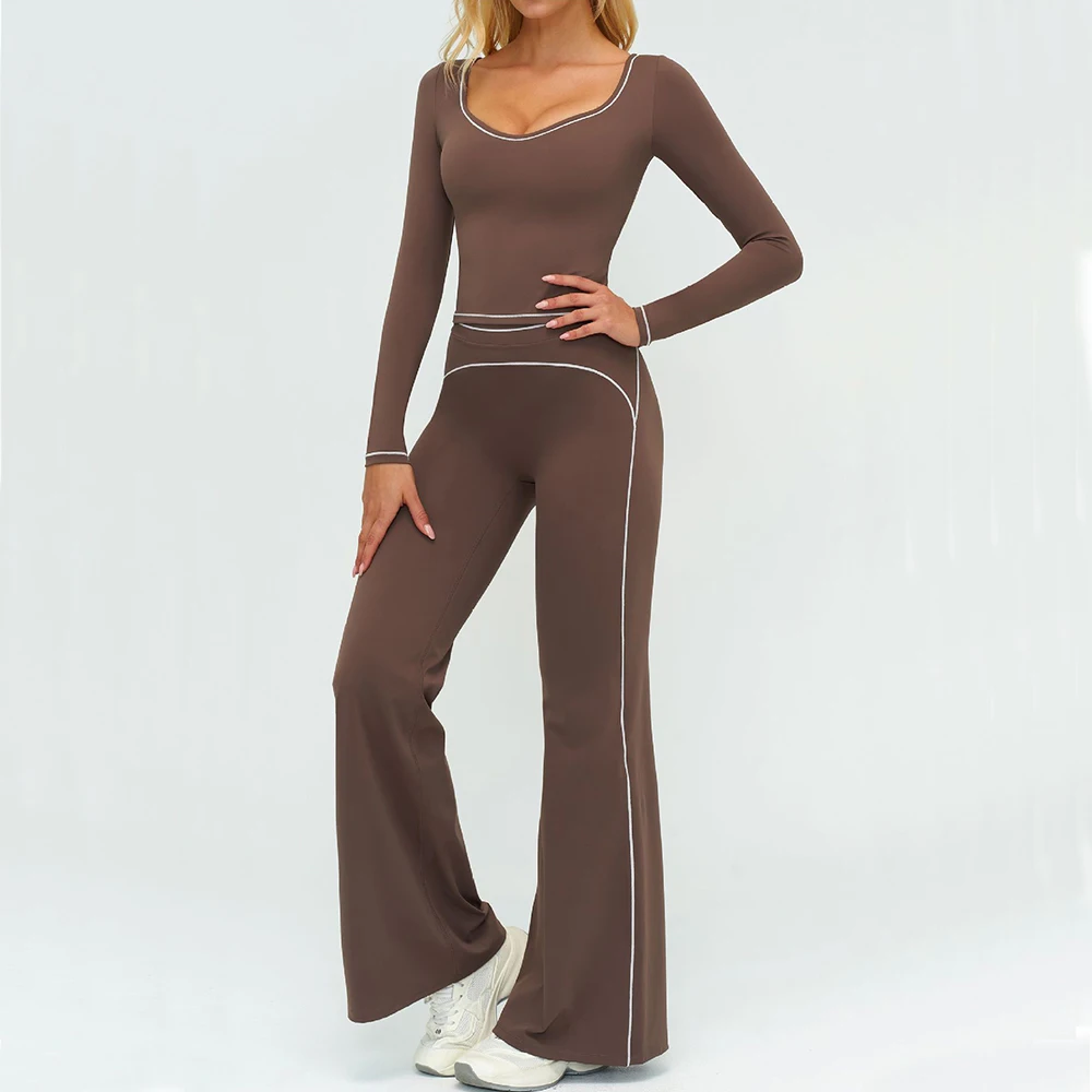 2PCS Yoga Suit Women Sports Outfits Quick-Drying Gym Set Women Tracksuit Running Workout Long Sleeve Sports Shirt Yoga Clothing