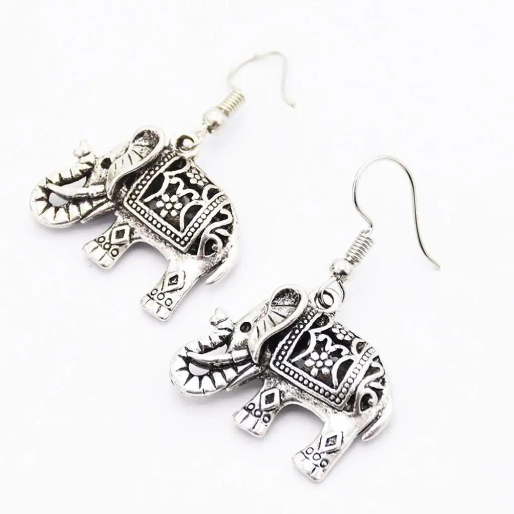 3-4pack Vintage Tibetan Silver Tribe Earring Elephant Dangle