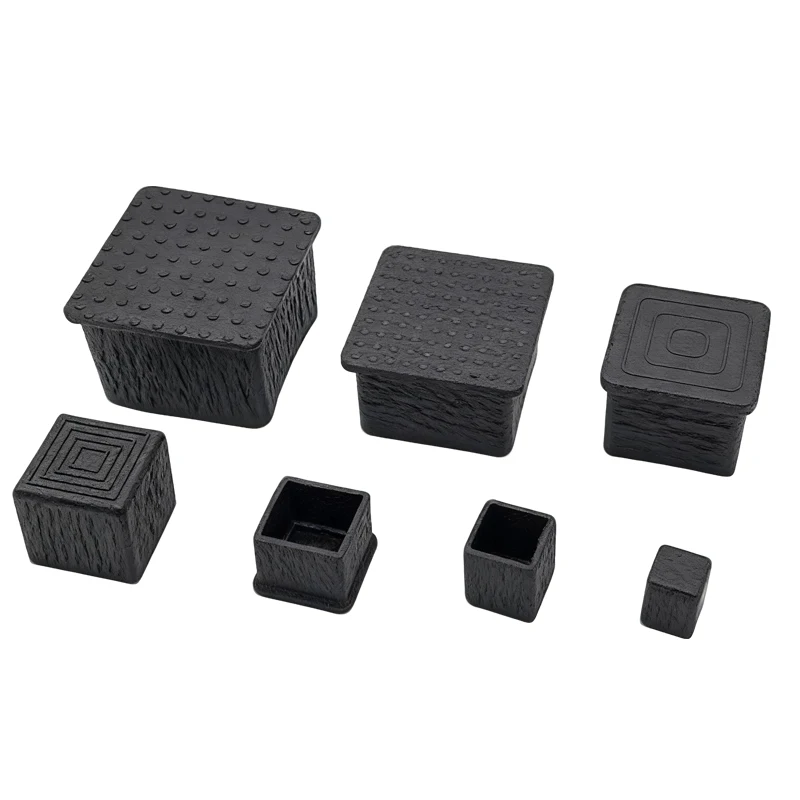 

PVC Black Square Soft Rubber Sleeve Leg Cover Outer Cap Non-slip Table Foot Dust Cover AntiScratch Floor Protector 10~100mm