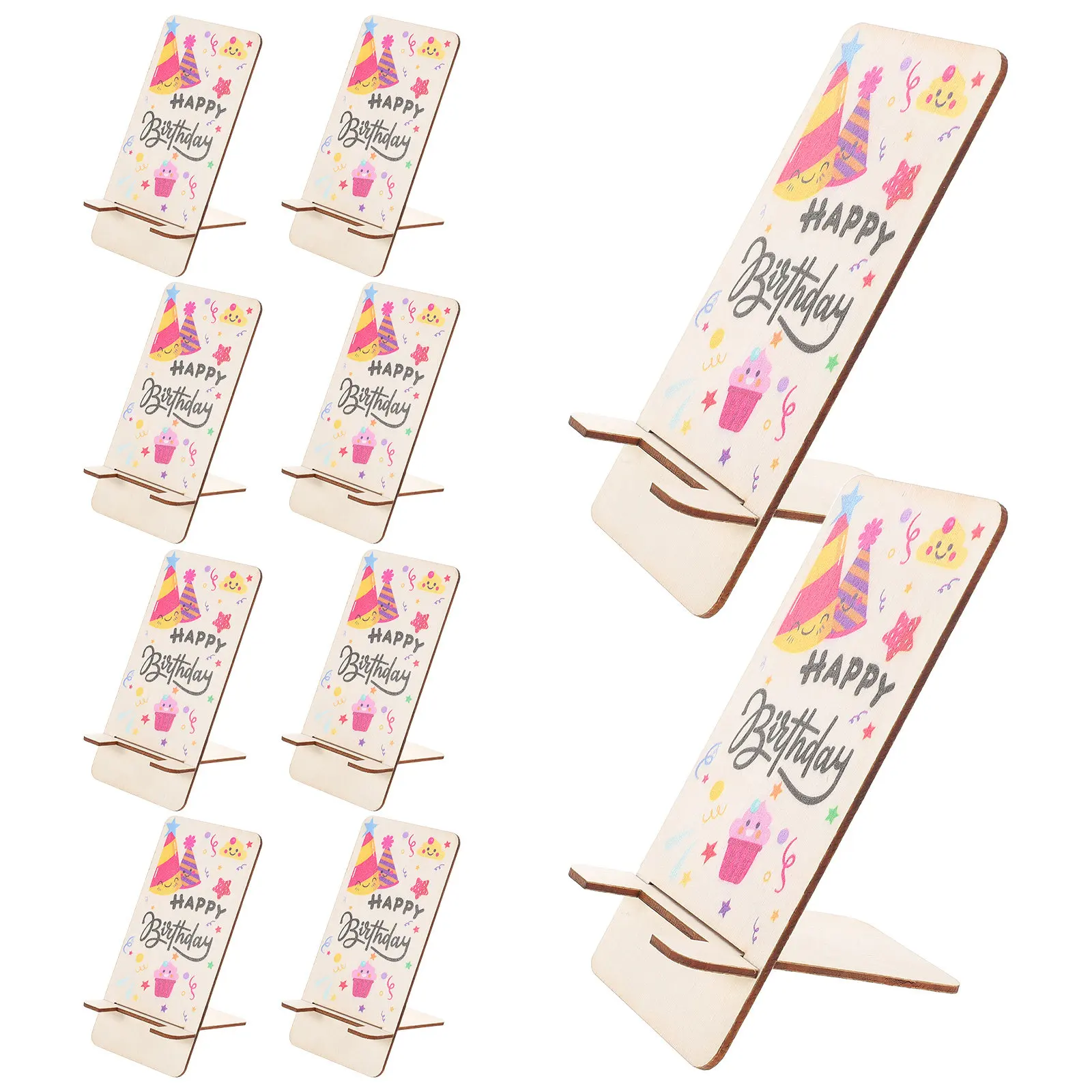 Wooden Tablet Stand 10 Pack Sturdy Desktop Phone Holder for Work Study Streaming Portable Desk Gift