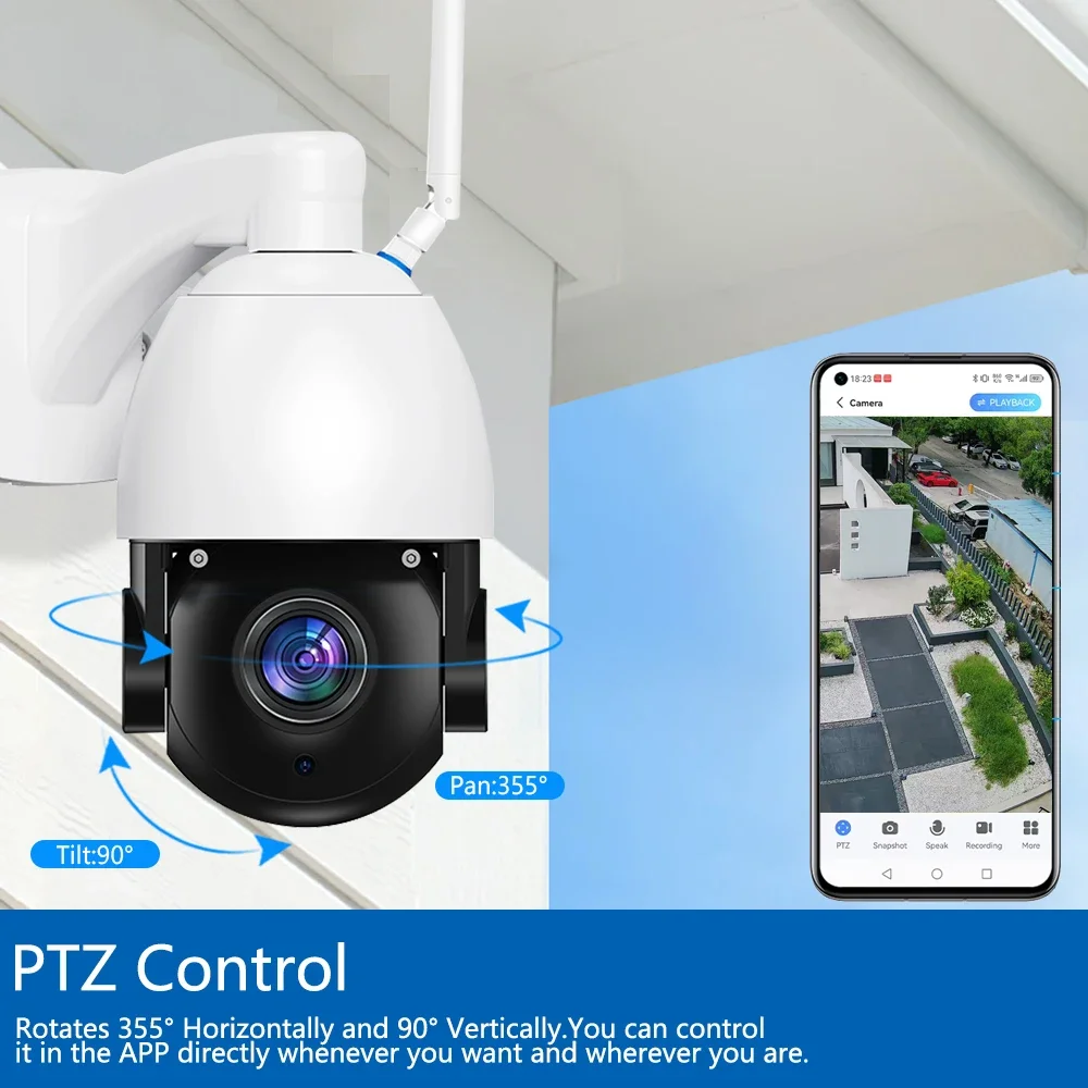 4K 8MP 50X Zoom PTZ IP Camera WiFi CCTV Outdoor AI Human Alarm Onvif Speed Dome Cam 200M IR Night Distance Camera ICSee APP