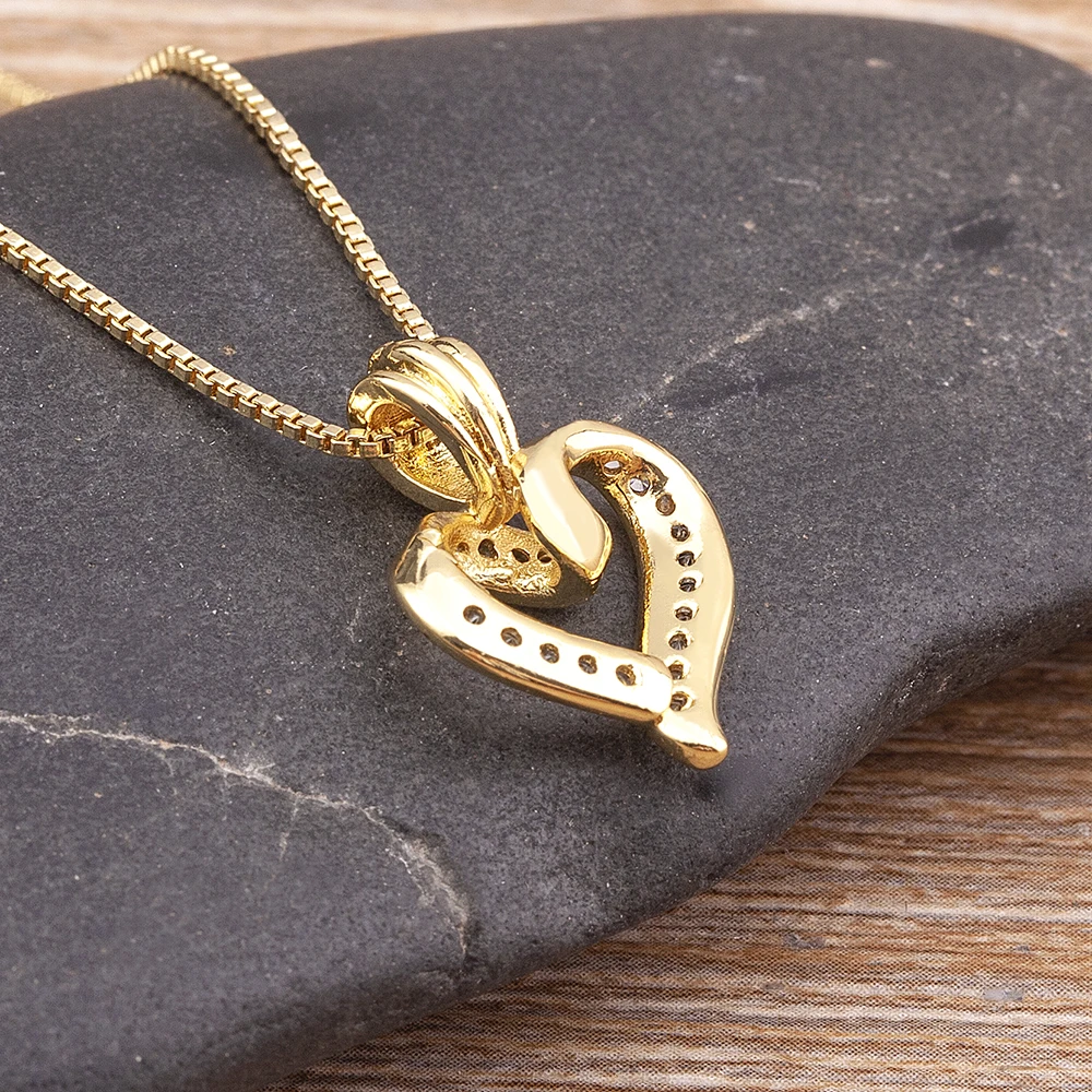 Nidin Fashion Creative Spiral Design Heart Pendant Necklace For Women Lovers Clavicle Chain Chocker Female Cute Zircon Jewelry