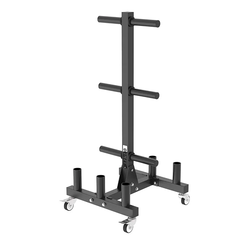

Gym at Home Fitness Barbell Storage Rack Metal Steel Weight Plate Rack W Wheels 2