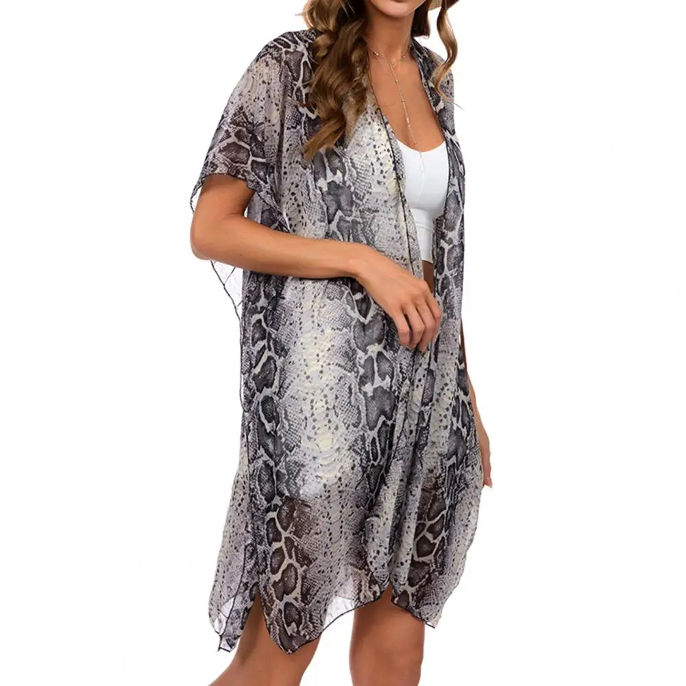 Costume da bagno a maniche corte a pipistrello cardigan in chiffon sottile con stampa tie-dye bikini copricostume per abbigliamento da spiaggia primavera estate abbigliamento donna