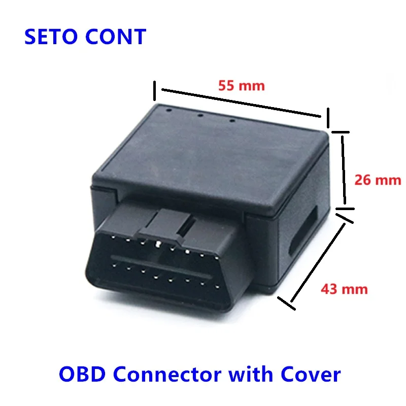 J1962 OBD Connector Male OBD2 Cover with SIM Hole and USB Hole on Shell Black Color No PCB OBD Housing for OBDII Devices