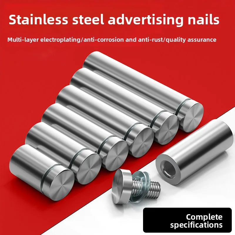 10PCS S304 Glass Fasteners 19mm Stainless Steel Acrylic Advertisement Standoffs Pin Nails Billboard Fixing Screws Hardware