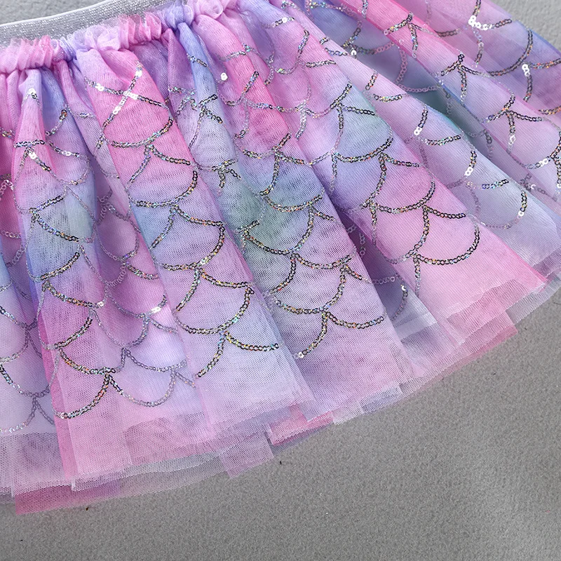 2024 Summer Lavender Mesh Baby Girl Skirt Clothing Princess 2-8 Years Kids Girls Mermaid Tutu Skirt