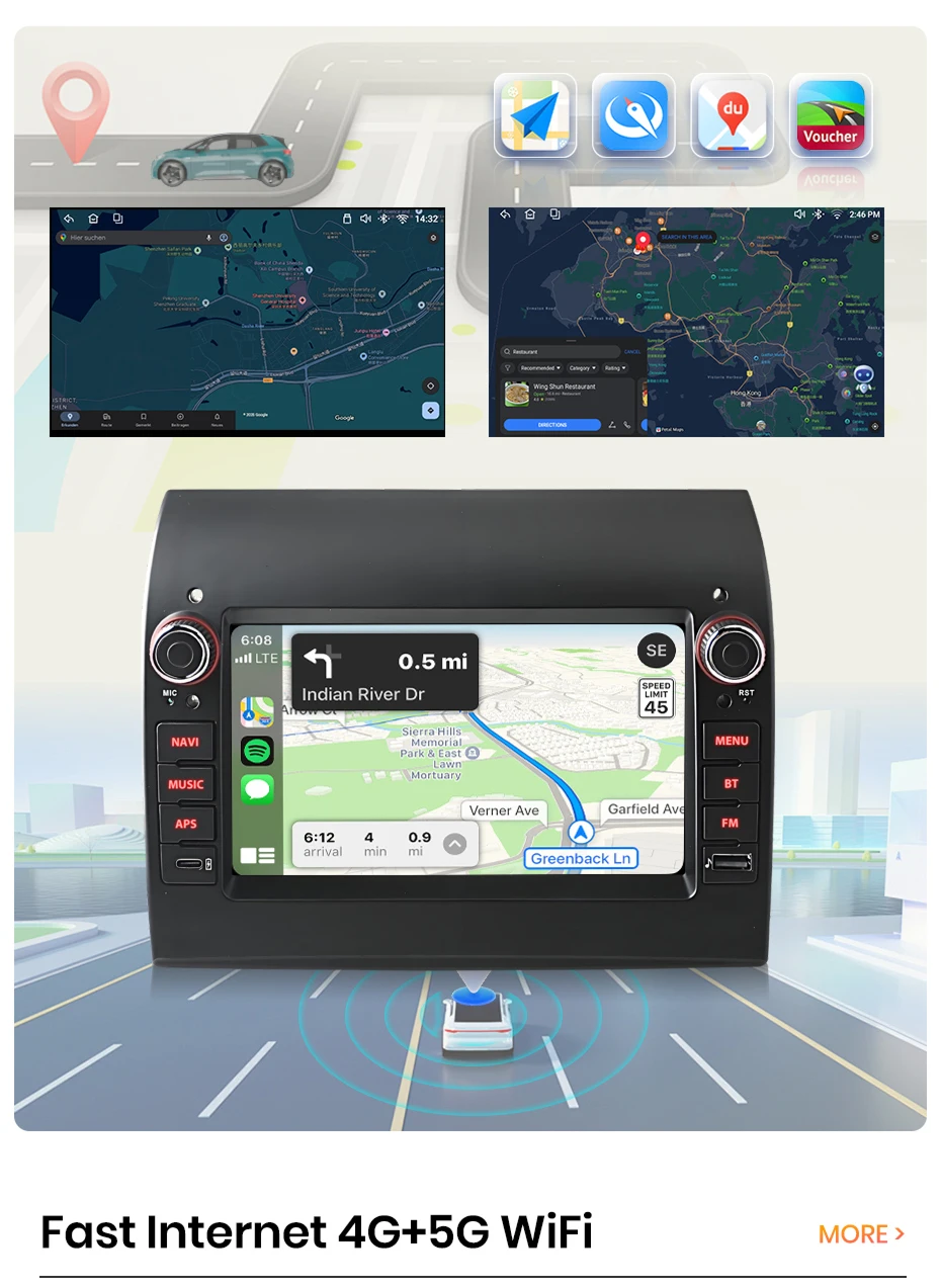 Android Autoradio für Fiat Ducato 2012-2020 Android Auto GPS-Navigation RDS DSP FM