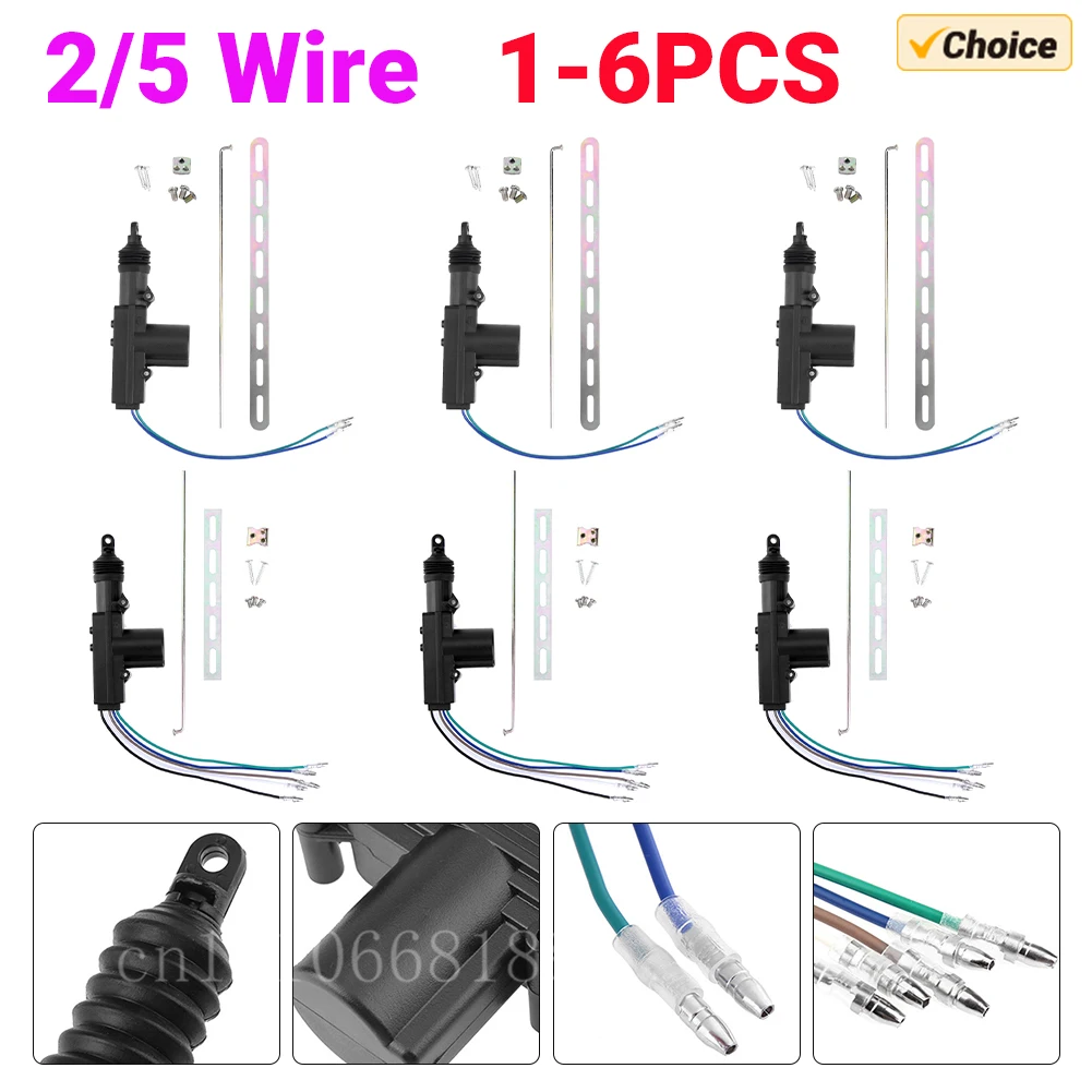 2/5 Wire Universal Car Electric Remote Central Door Lock Actuator Auto 12V Heavy-Duty Power Locking System Single Gun Type Kit