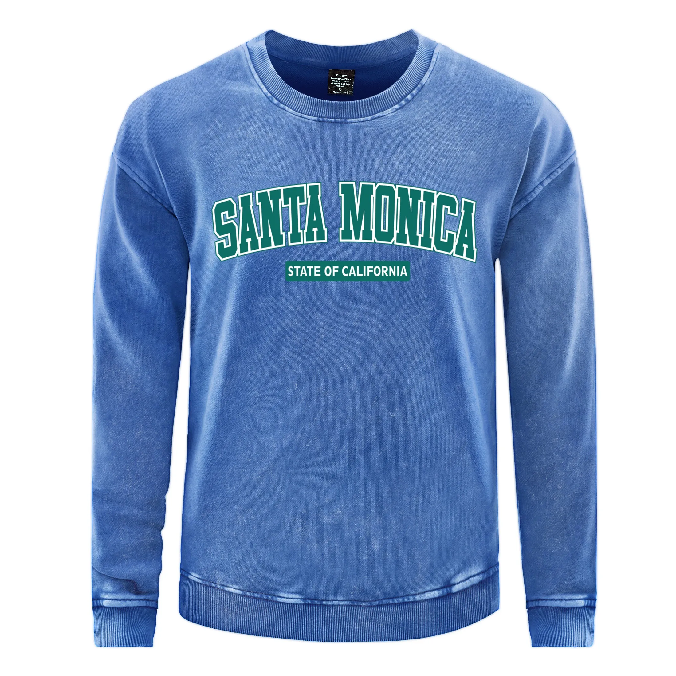 

Santa Monica State Of California Men Washed Sweatshirt Cotton Harajuku Pullover Unisex Oversize Tops Comfortable Tracksuit