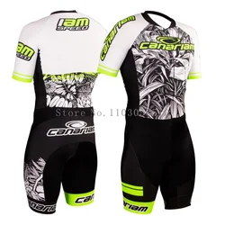 Canariam Men's Inline Skates Racing Skinsuit Speed Skates Short Sleeve Tri Suit Performance Quick Dry Breathable Skate Tights