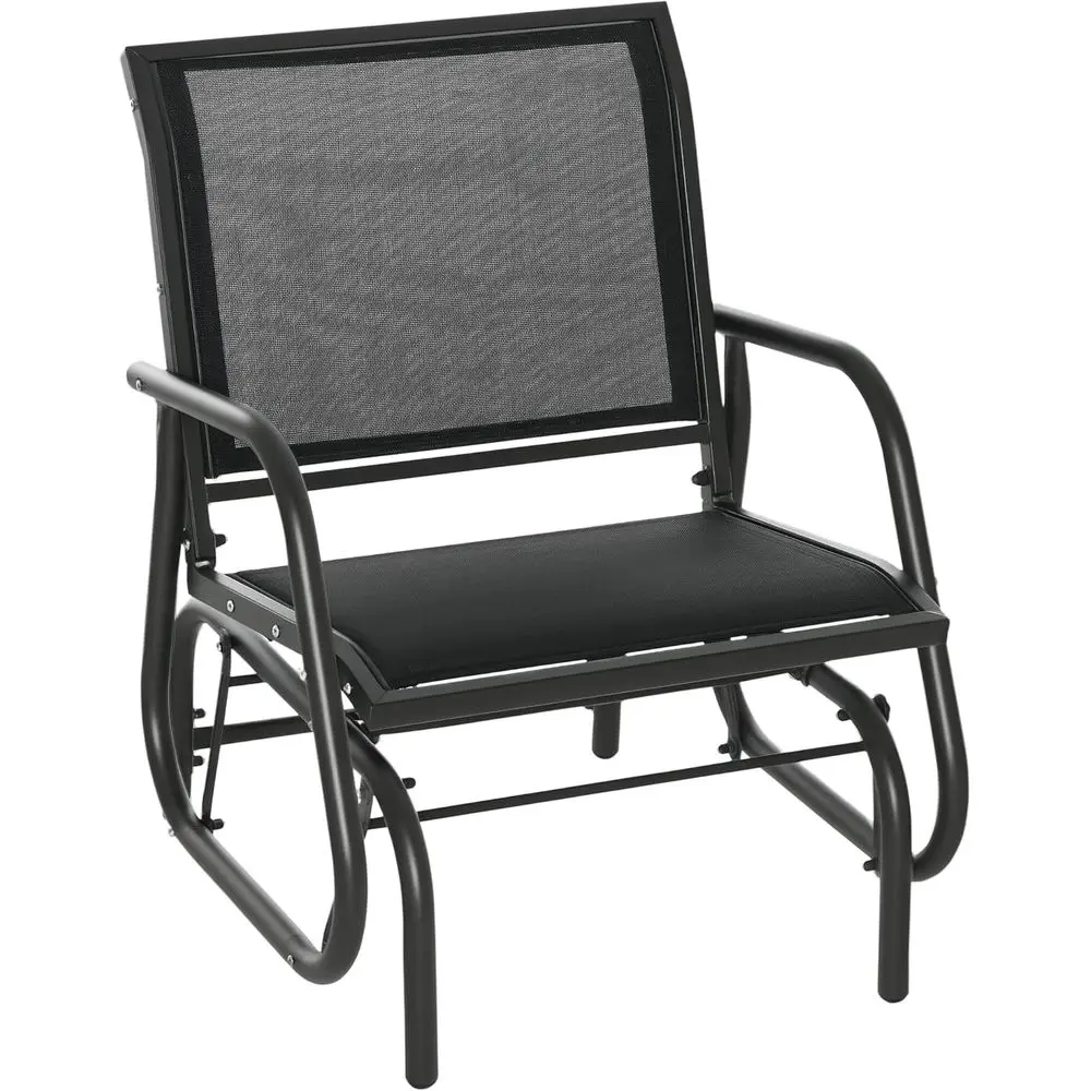 

Breathable Mesh Metal Swing Glider Chair for Outdoor Spaces in Black