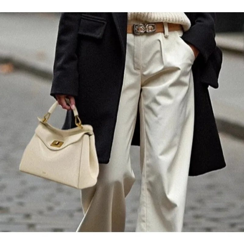 JW PEI Fashion Premium Leather Handbag, Lock Clasp and High-quality Adjustable Shoulder Bag, Spring&Autumn Popular Women's Bag