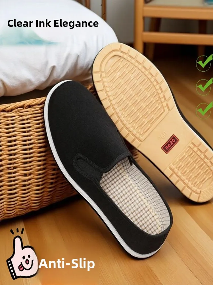 

Повседневные хлопковые кроссовки Beijing Dad: мягкие, легкие, для защиты при работе, черные, из ткани, для ежедневной носки, удобные