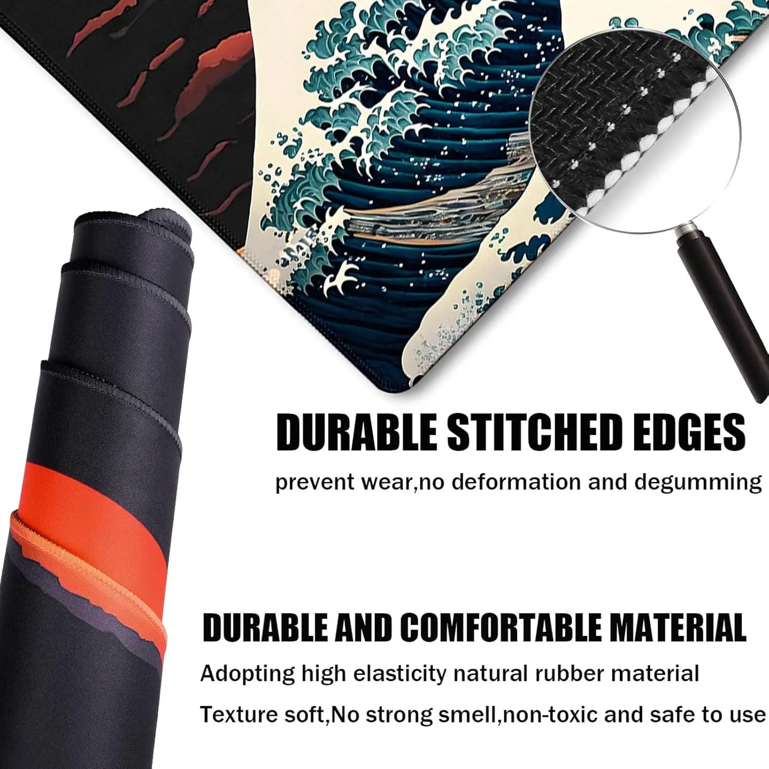 Full Moon Gaming Mouse Pad – Waterproof, Non-Slip Base with Stitched Edges for Home, Office & Esports