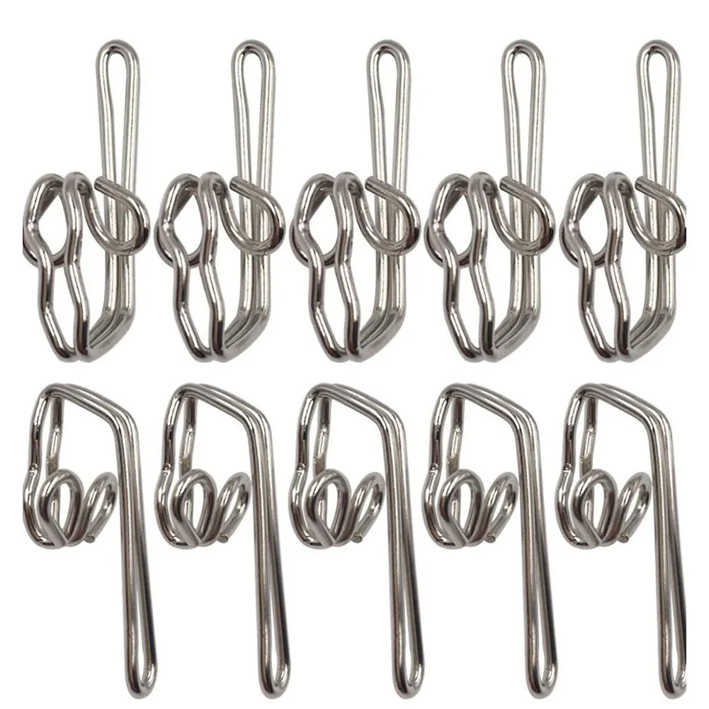 Set of 50 Stainless Steel Curtain Hooks for Drapery Pleat Tape Butterfly Design Metal Hooks for Hanging Heavy Curtains