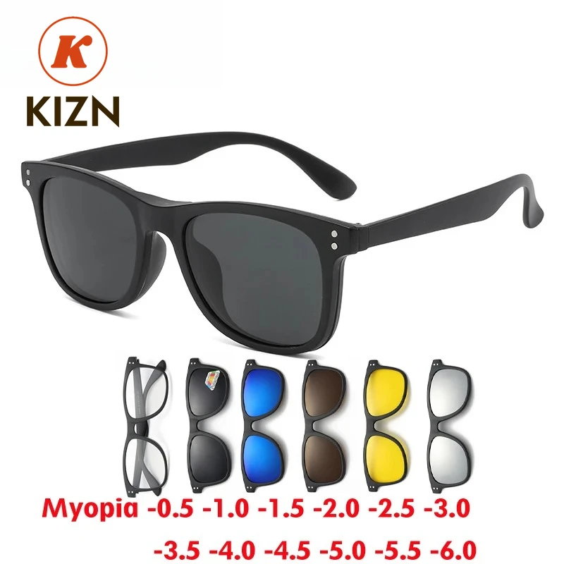 

KIZN Sports 6 in 1 Magnet Clip Myopia Sunglasses 2025 NEW Retro Men Women Glasses Custom Optical Prescription Driving Eyewear -1
