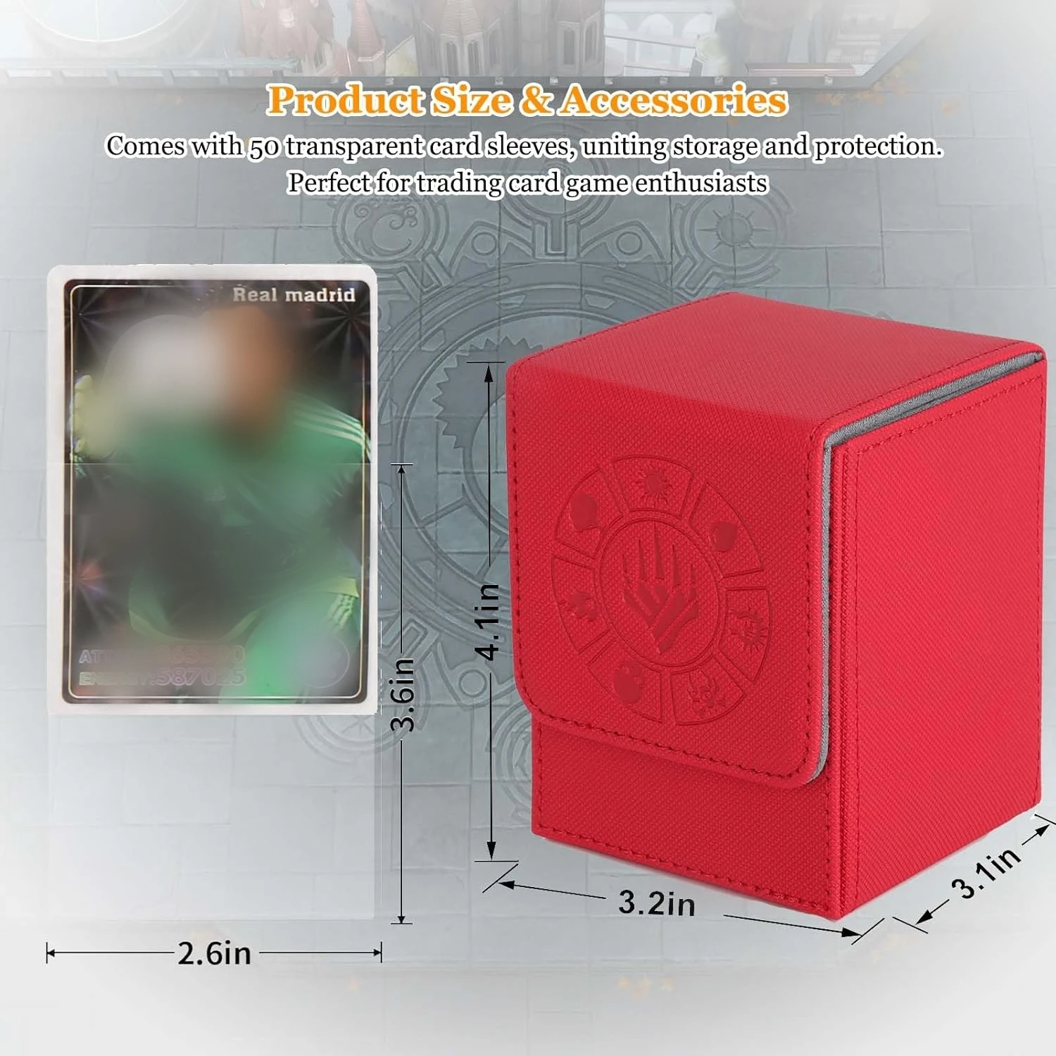 صندوق بطاقات، 110+ صندوق تخزين MTG مع 50 قطعة من حافظة البطاقات، حافظات بطاقات التداول القابلة للجمع للقيادة السحرية والمزيد