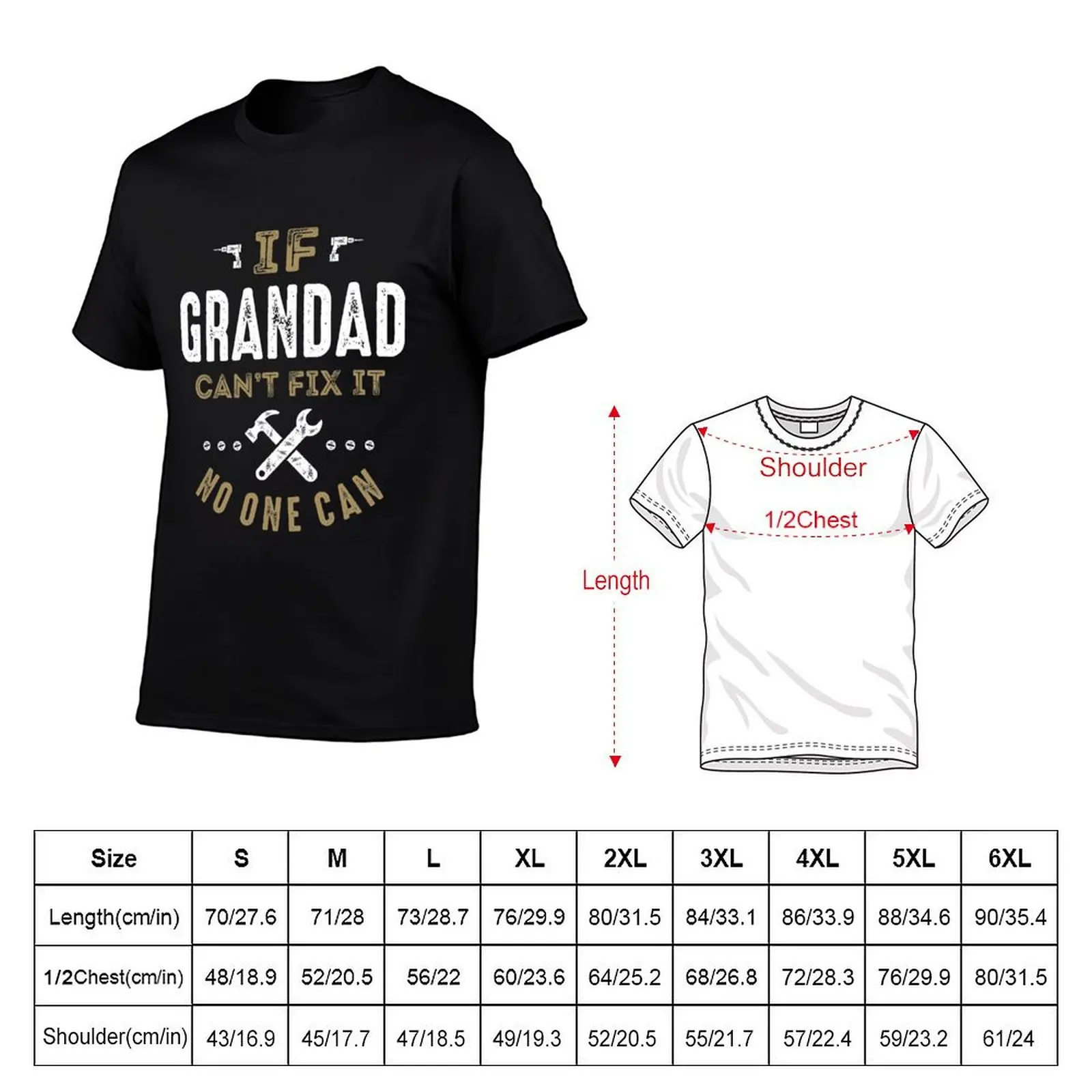 Grandad Can Fix It! T-Shirt Daily Work Short Sleeve Top