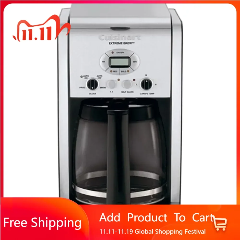 

Extreme Brew 12-Cup Programmable Coffeemaker Electric Coffee Grinder Black/Stainless Steel Silver Drip Coffee Maker Machines