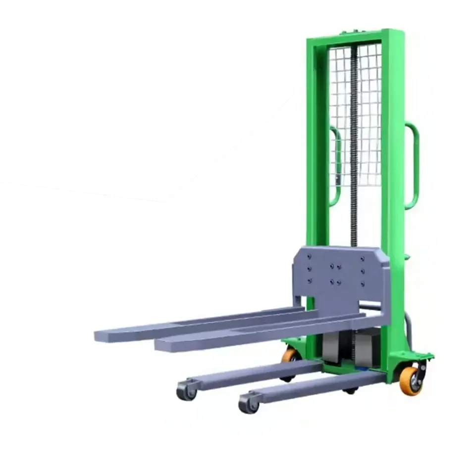 Electric Self load stacker lifting portable pallet loader truck 1.6m 1.3m load capacity 1ton forklift