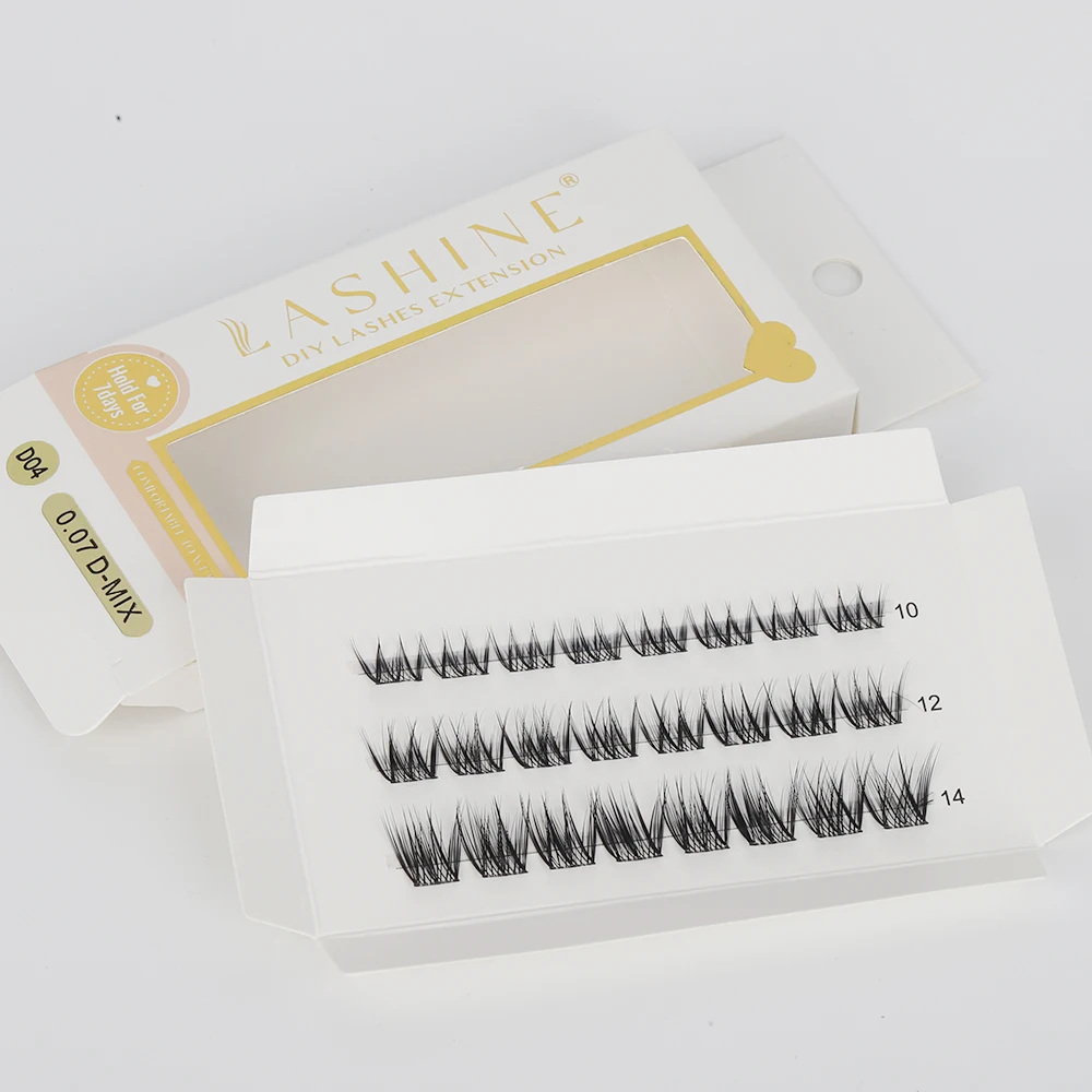 Lashine Cluster Lashes Fai da te Segmentato Naturale D Curl Individuale Daux Ciglia di visone Forniture per il trucco a casa