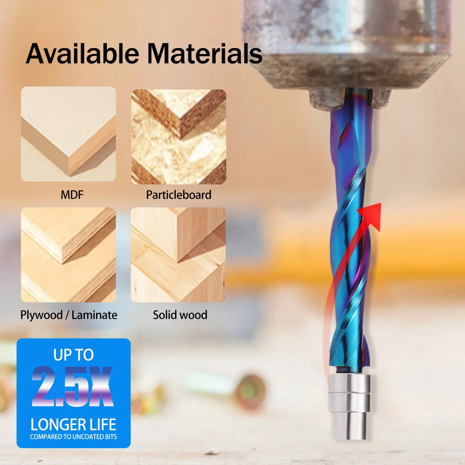 HOZLY 1pcs 6.35mm Wood Trimming Router Bits UP Cut Down Cut Compression Spiral Milling Cutter for Wood CNC Bearing Trim Tool