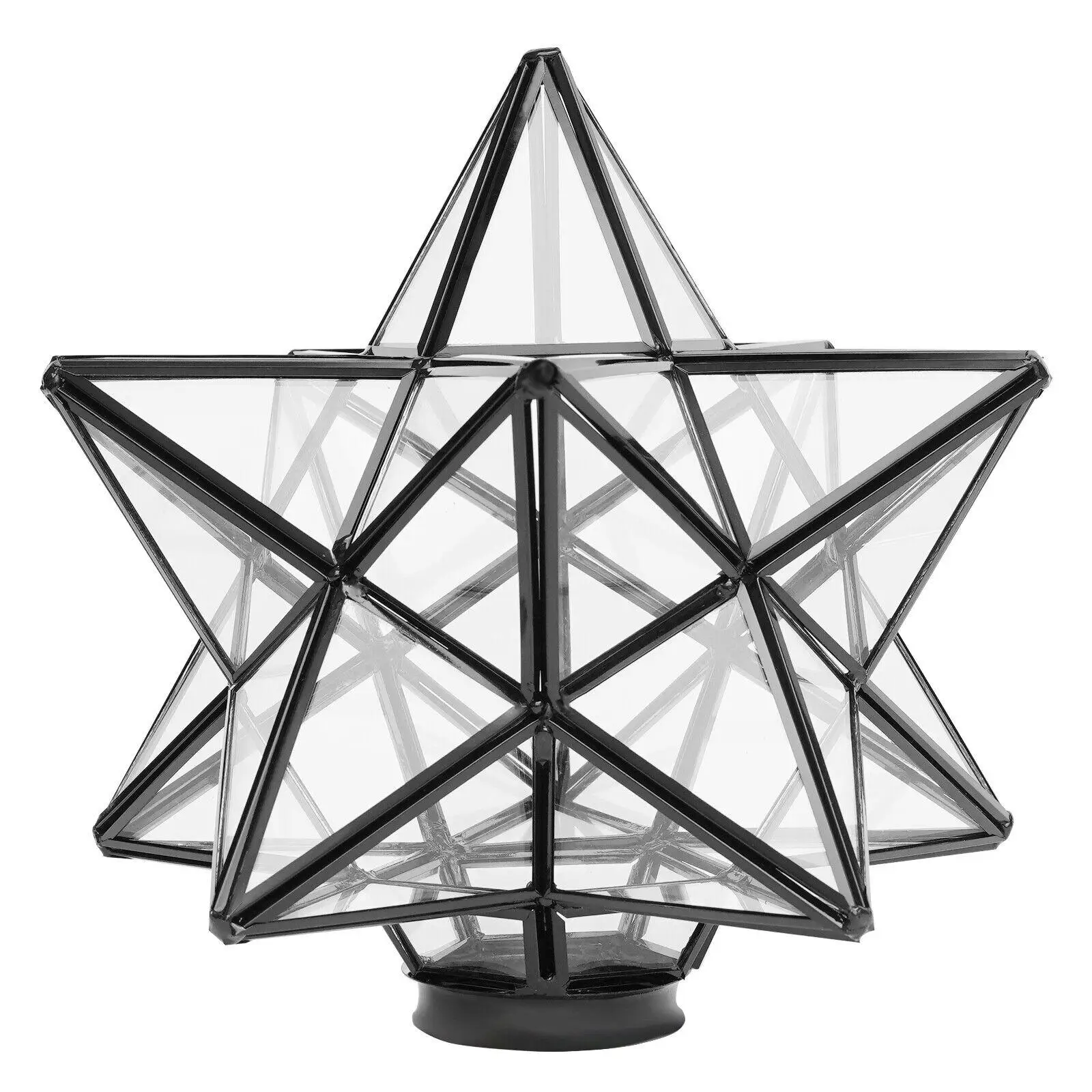 Moravian Star Shape Starlight Ceiling Light Flush Mount Clear Glass Shade Chandeliers Modern Metal Dining Rooms Bedrooms Pendant