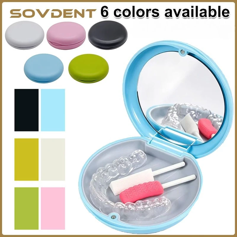 5Pc Orthodontic Case Dental Invisible Braces Retainer Box Mouth Guard Denture Storage Aligner Case Oral Supplies Organizer