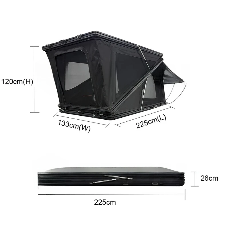 4WD Aluminum Double Rain Fly Rooftop Camping Tent Large Room Car Roof Tent