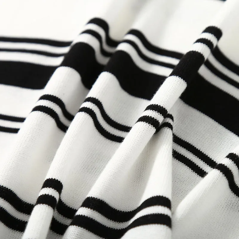 بلوزة نسائية مخططة بياقة على شكل v ، تي شيرت بأكمام قصيرة ، سترة ، بلوفر ، 70% حرير التوت ، 30% قطن ، خطوط ، L ، XL ، XXL ، LY042