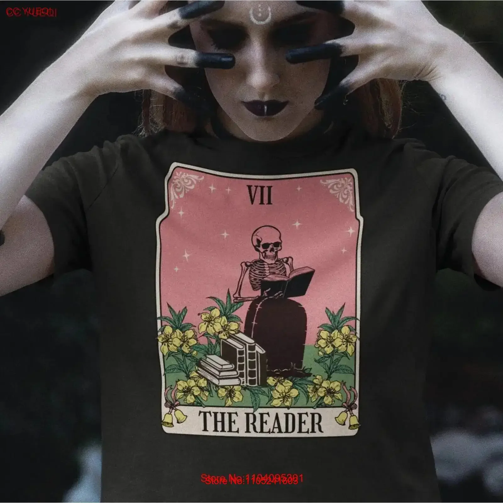 The Reader Tarot Card VII Jersey T Shirt Halloween Costume Plus Sizes Group Party Reading Mystic vintage Washed Breathable
