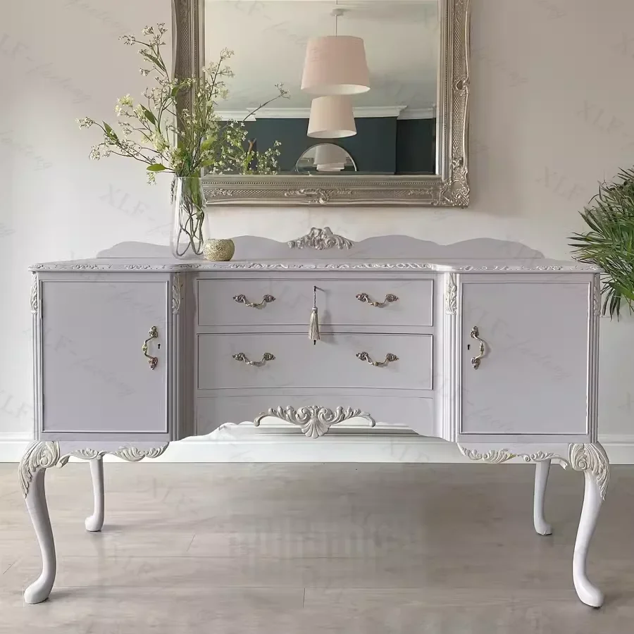 

ls 42French solid wood dresser old retro carved porch cabinet storage dining side wall decorative cabinet