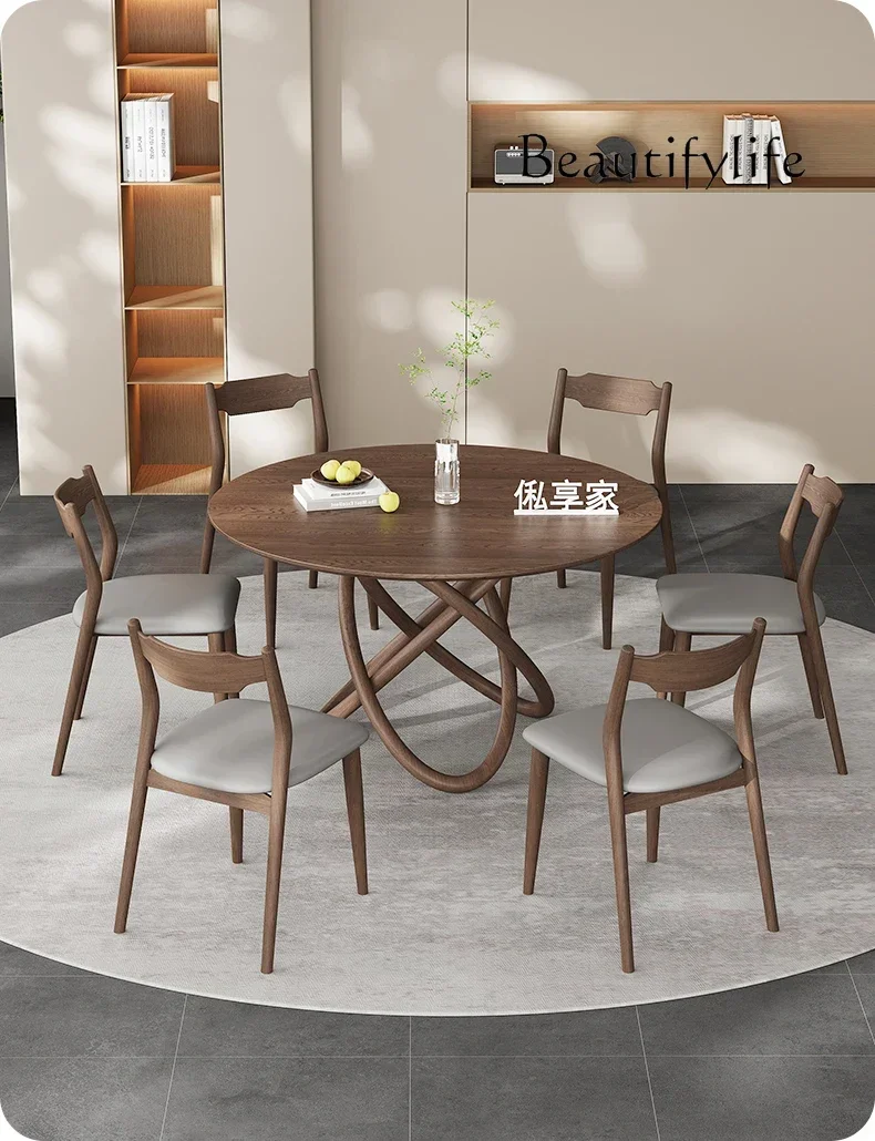 Solid Wood round Dining Table with Turntable All Solid Wood Surface round Dining Table Antique Style Solid Wood Dining Table