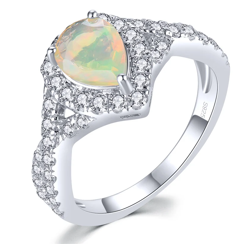 

Natural Opal 925 Solid Sterling Silver Rings Opal Gemstone Classic Fine Jewelry Design S925 Christmas Gift