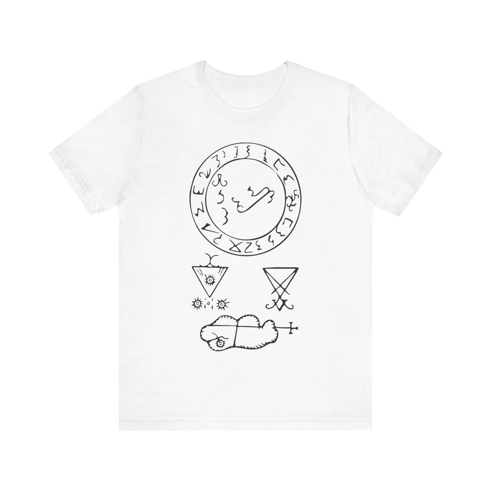 Full Sigil of Lucifer Satan T-shirt Devil Shirt Demonology Shirt Black Magic Occult Grimorium Verum Unisex Jersey Short Sleeve
