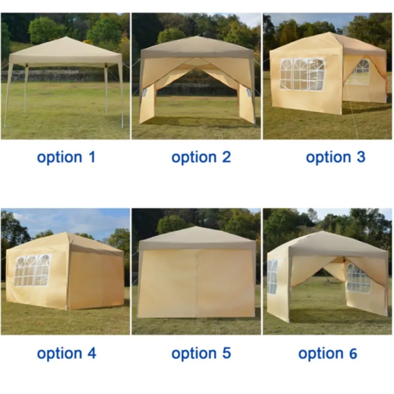 3 x 3m Two Doors & Two Windows Practical Waterproof Right-Angle Folding Tent Khaki