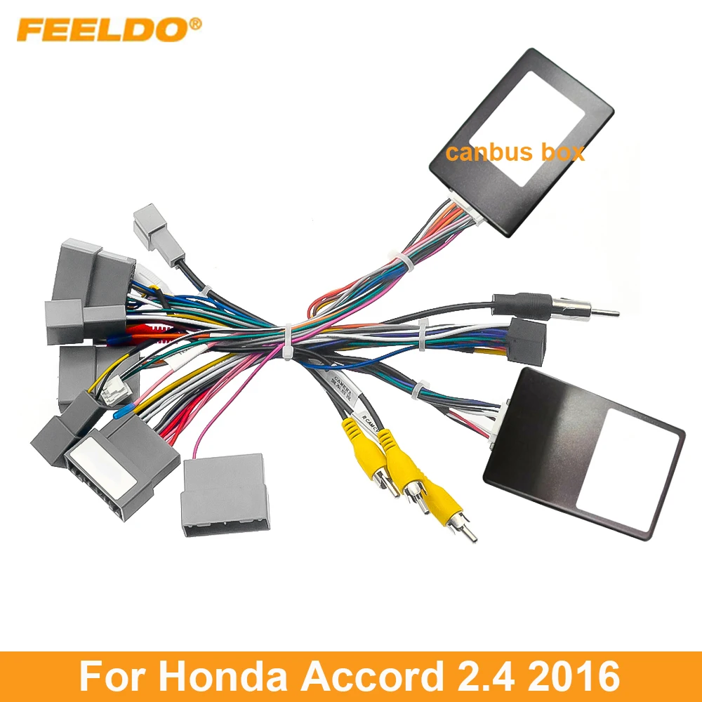 

FEELDO Car 16pin Power Cord Wiring Harness Adapter With Canbus For Honda Accord 2.4 (2016) Installation Head Unit Cable