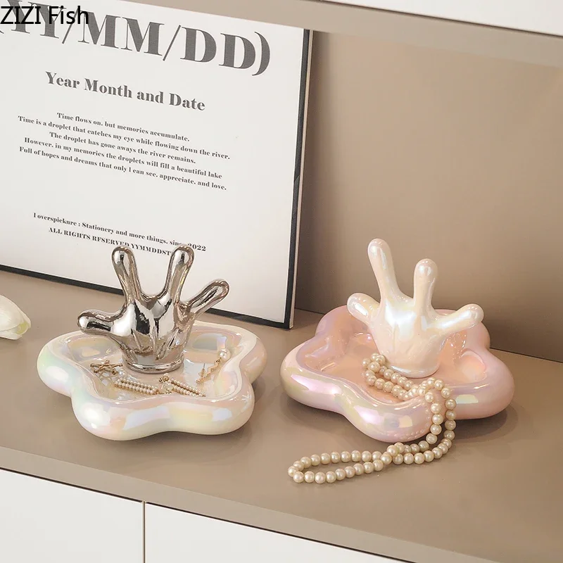 

Hand Jewelry Tray Ceramic Storage Tray Necklace Ring Holder Jewelry Organizer Display Stands Jewelry Racks Jewelrys Organizer