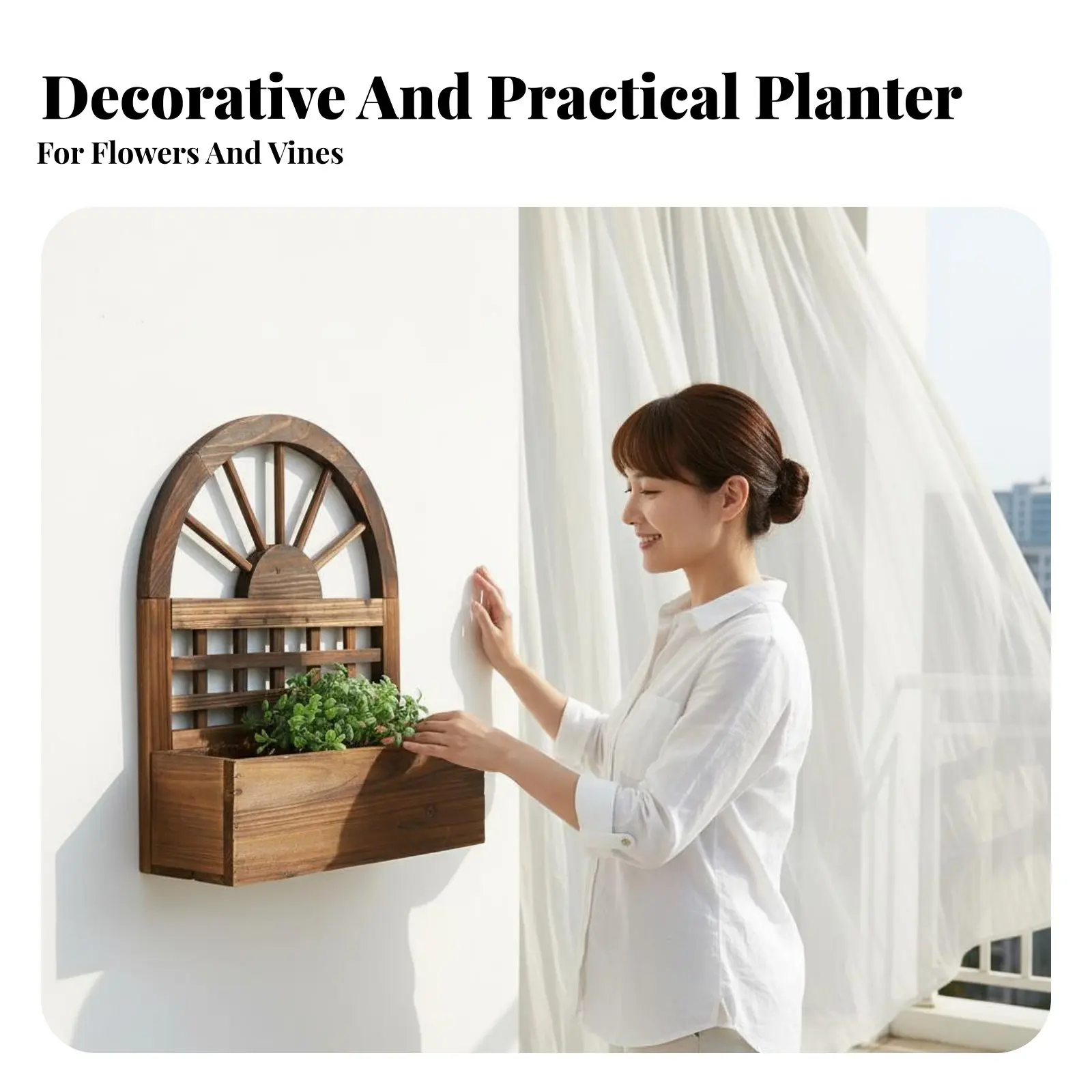 Wall Mounted Planter Easy to Install Wooden Hanging Planter Box Hanging Wood Flower Box Multipurpose House Decoration for Garden view 2