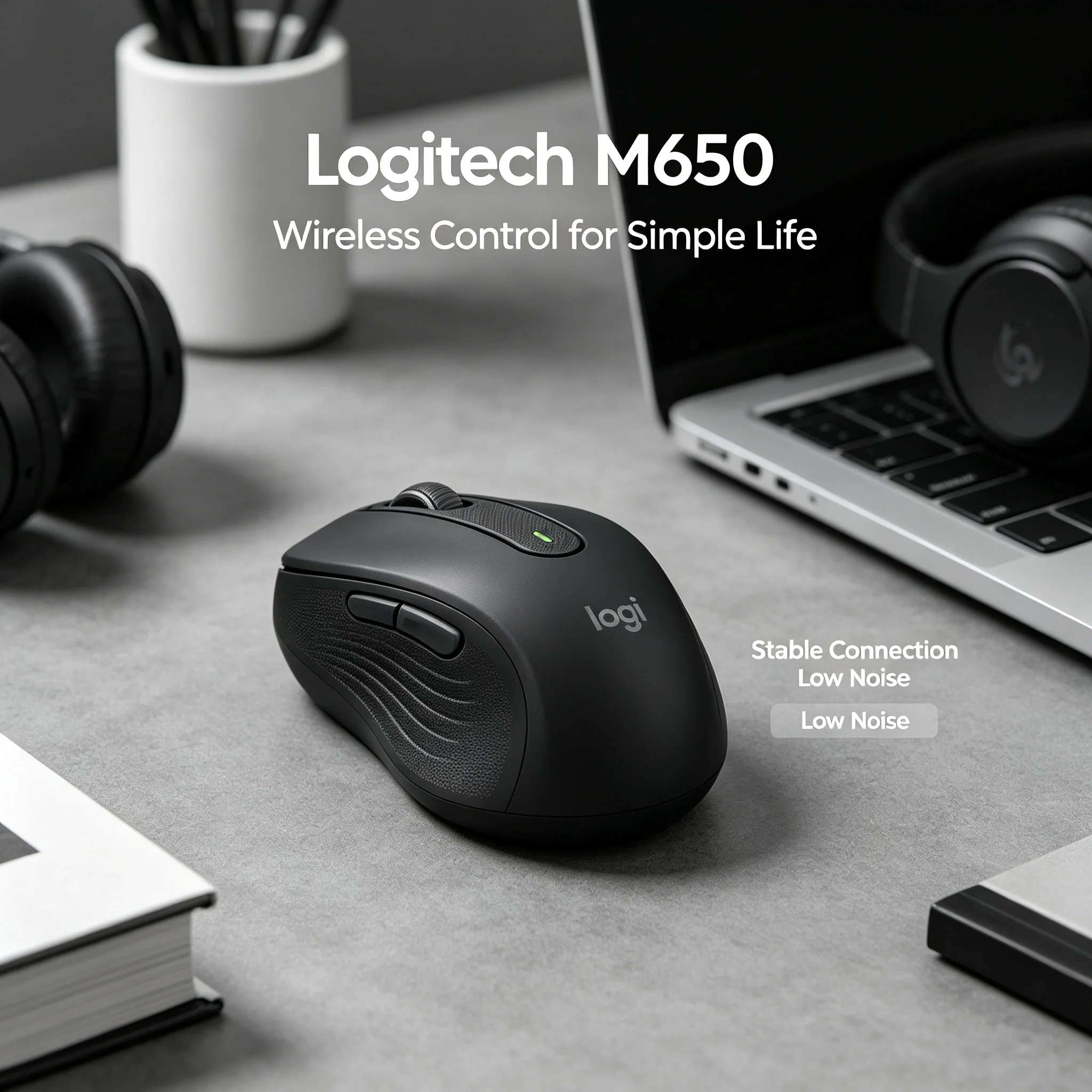 Logitech M650 Wireless Computer Mouse Ergonomic Bluetooth Silent Click Multi-system Laptop Desktop Tablet