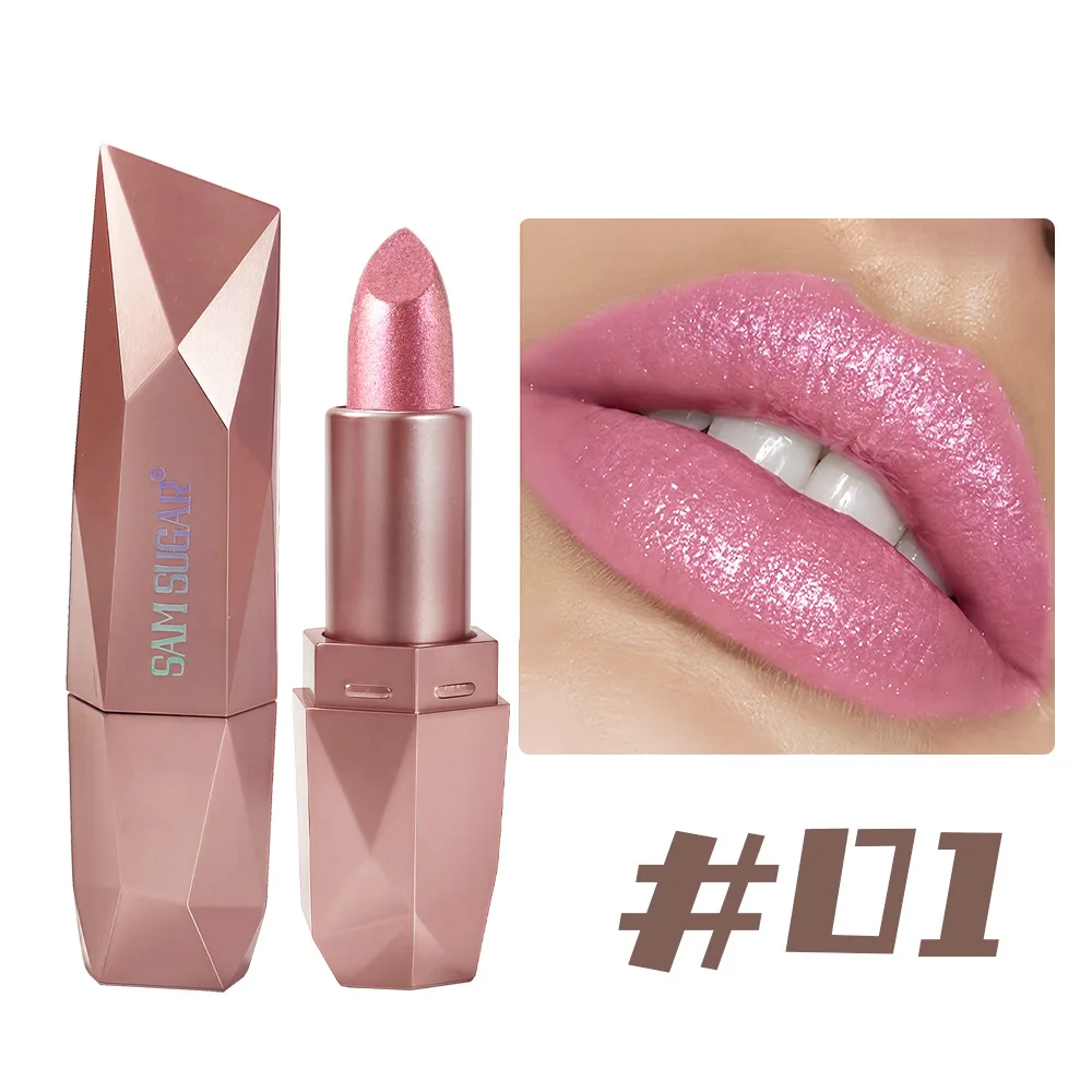 Diamond Shine Lipstick - Waterdichte en langdurige, hydraterende, sterk gepigmenteerde formule in holografische verpakking